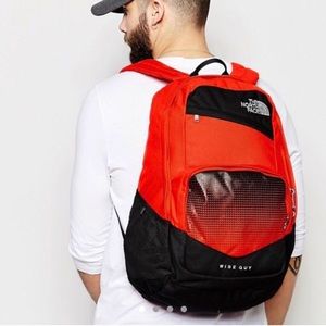 The north face wise guy red and black backpack